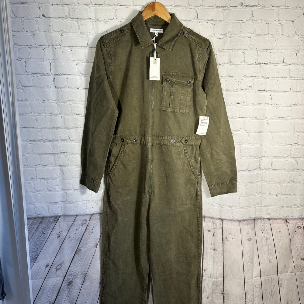 Good American Envy Green Fit For Success Utility Jumpsuit GMFS050C Size‎ 2 NWT